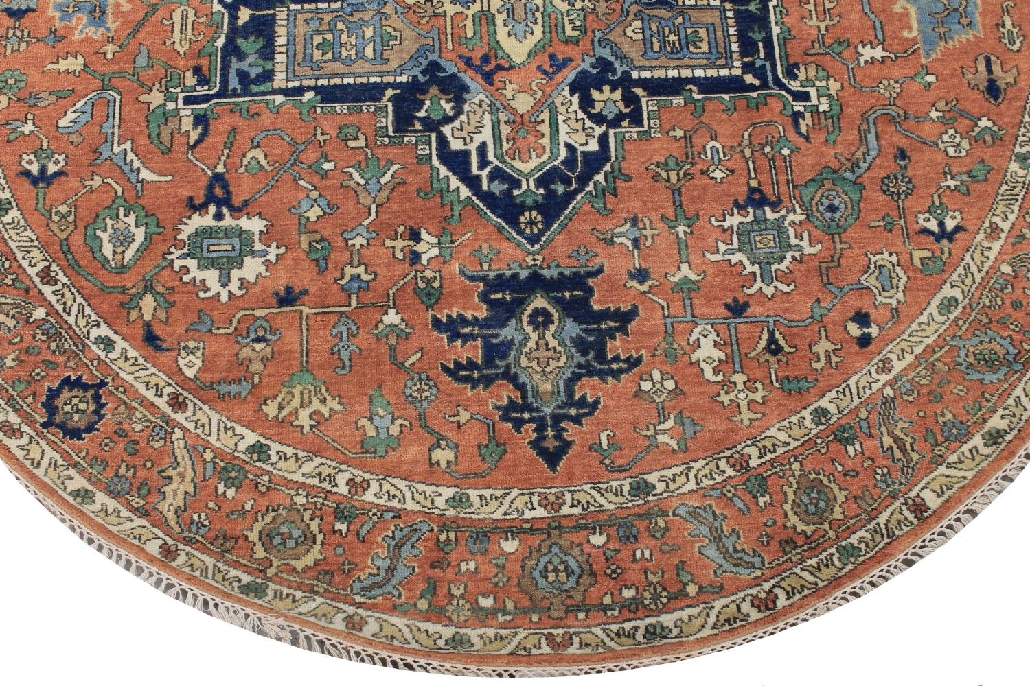 8 ft. Round & Square Heriz/Serapi Hand Knotted Wool Area Rug - MR029657