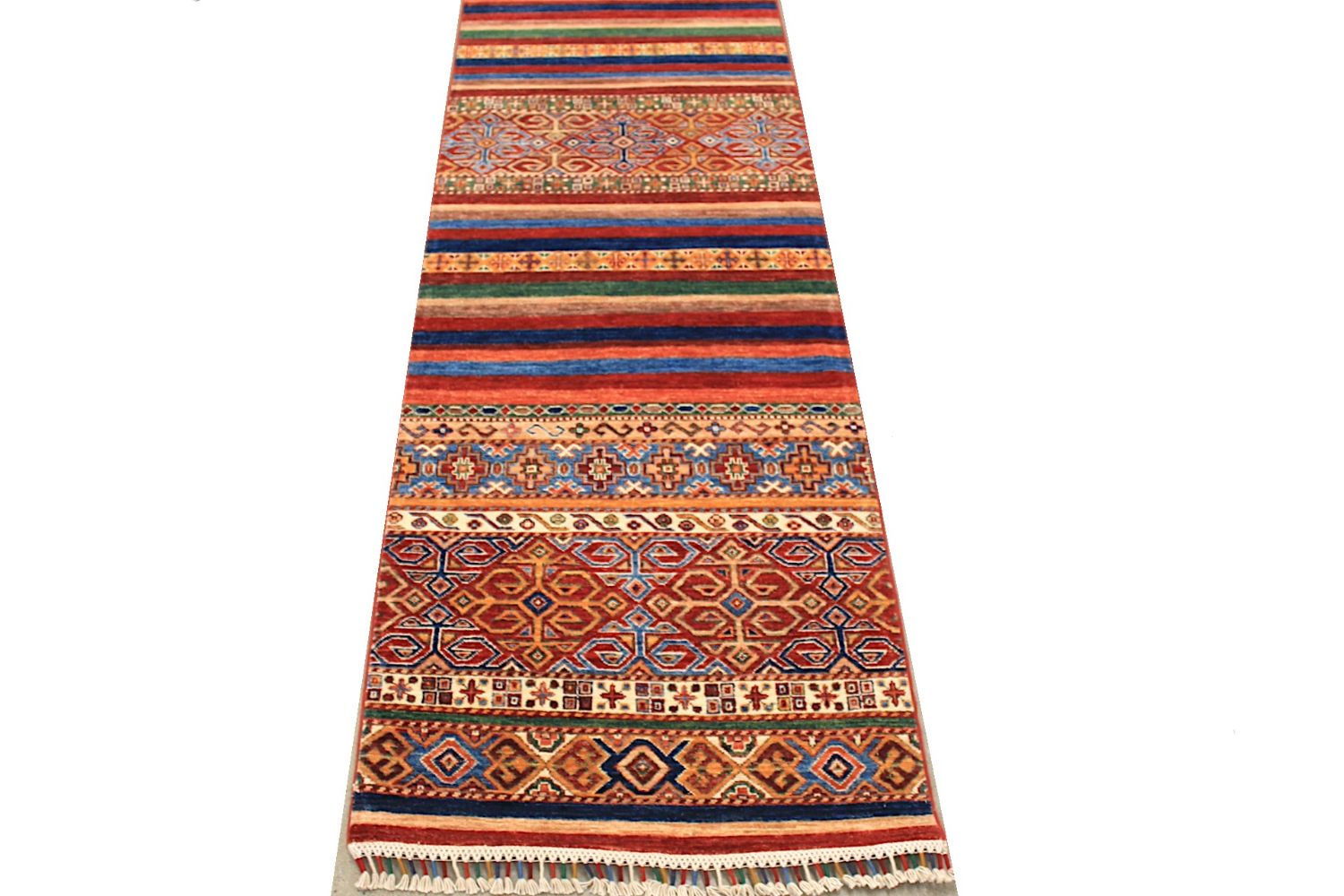 10 ft. Runner Tribal Hand Knotted Wool Area Rug - MR029739