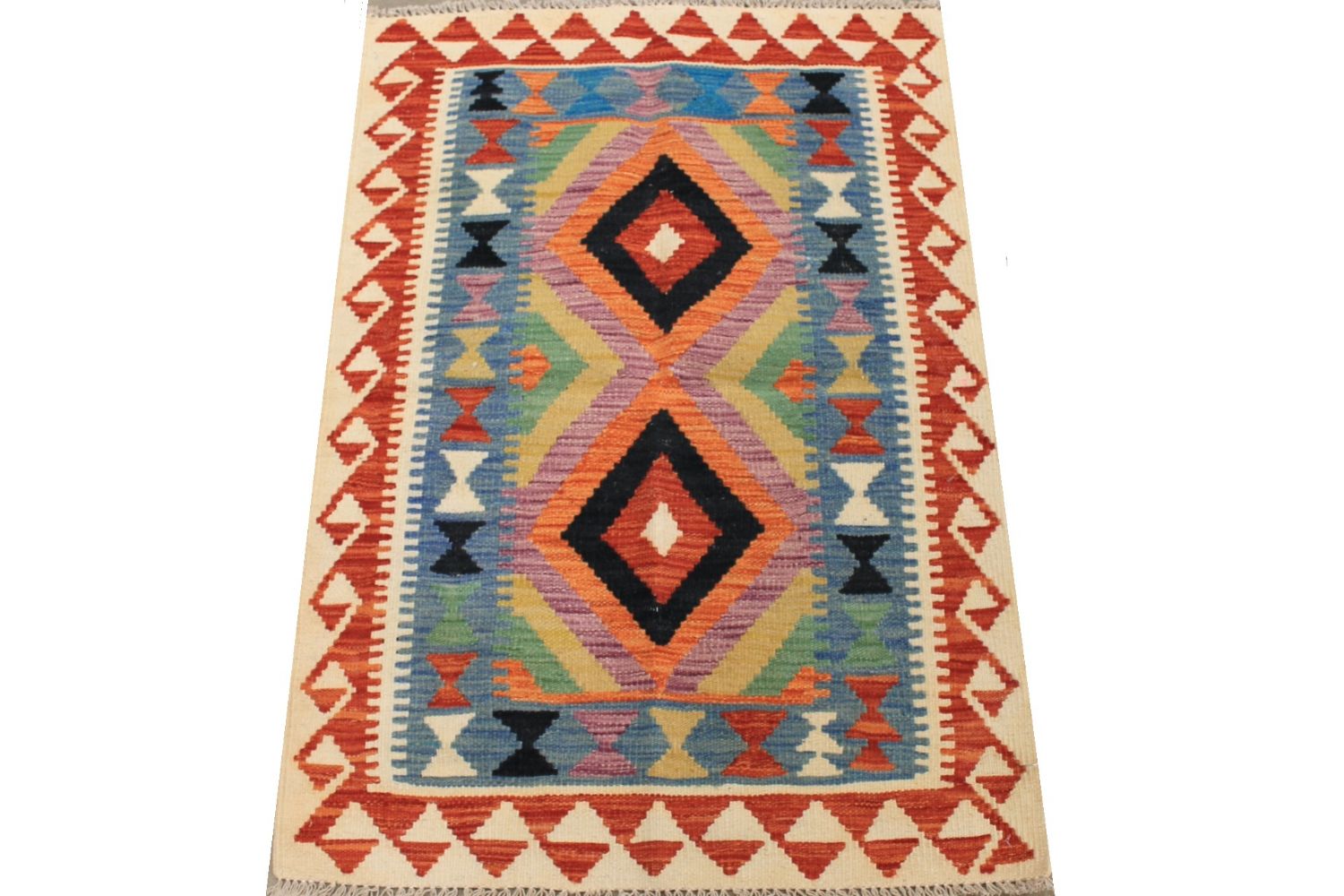 2X4 Flat Weave Hand Knotted Wool Area Rug - MR029743