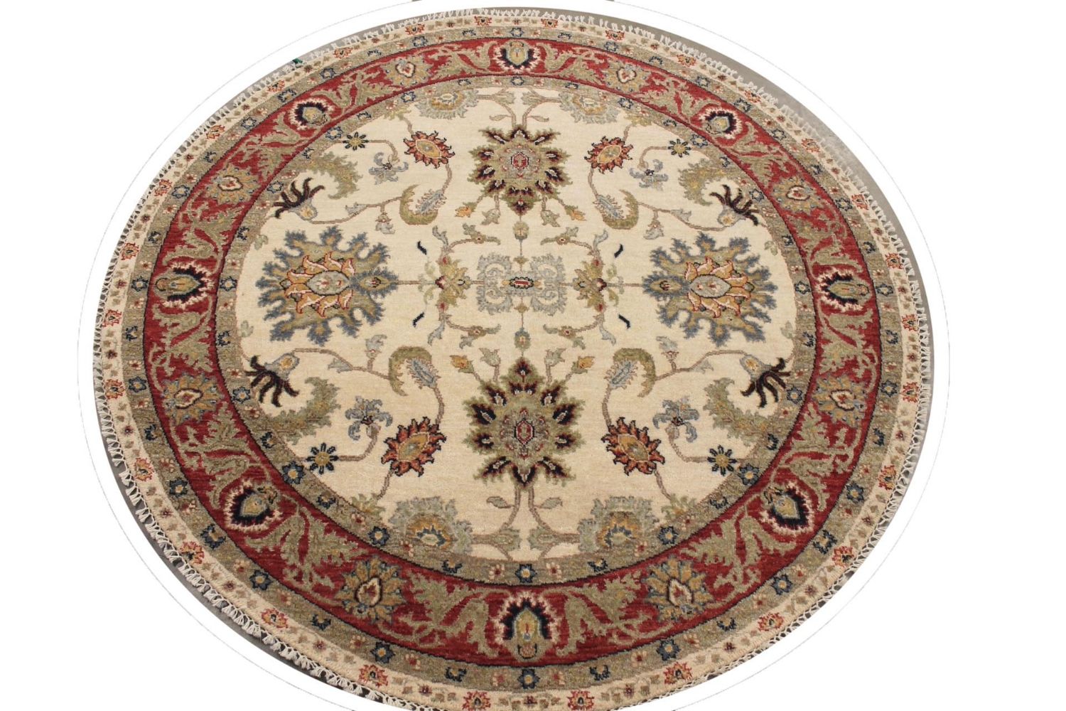 5 ft. Round & Square Traditional Hand Knotted Wool Area Rug - MR029775