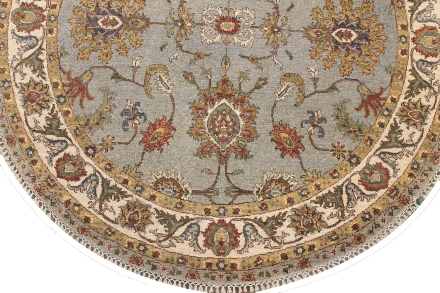5 ft. Round & Square Traditional Hand Knotted Wool Area Rug - MR029776