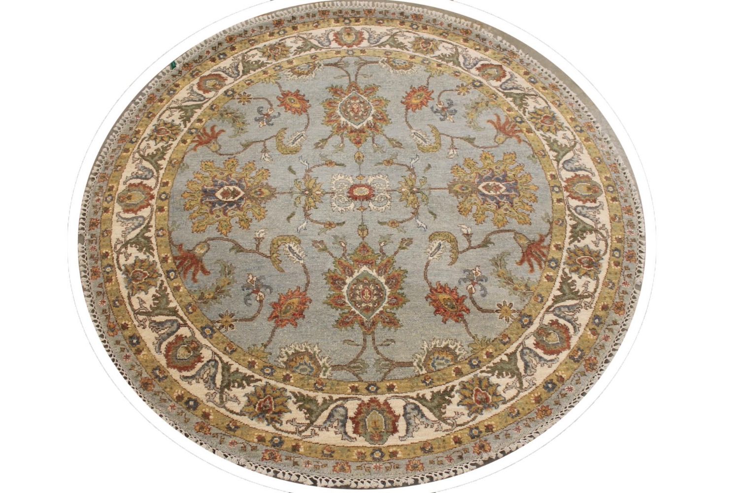 5 ft. Round & Square Traditional Hand Knotted Wool Area Rug - MR029776