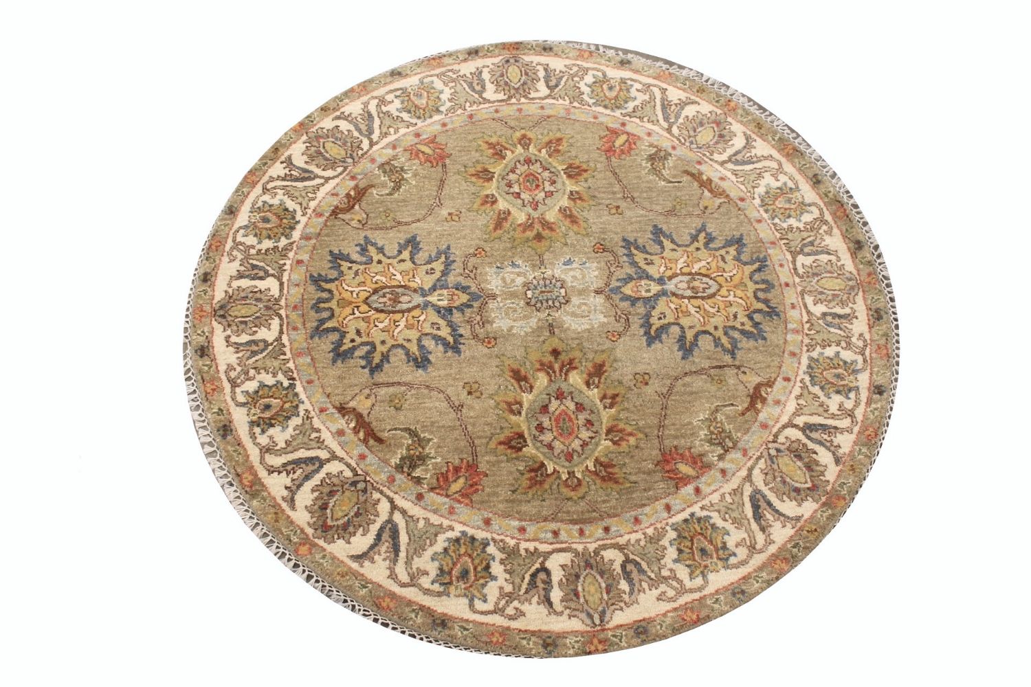 4 ft. Round & Square Traditional Hand Knotted Wool Area Rug - MR029979