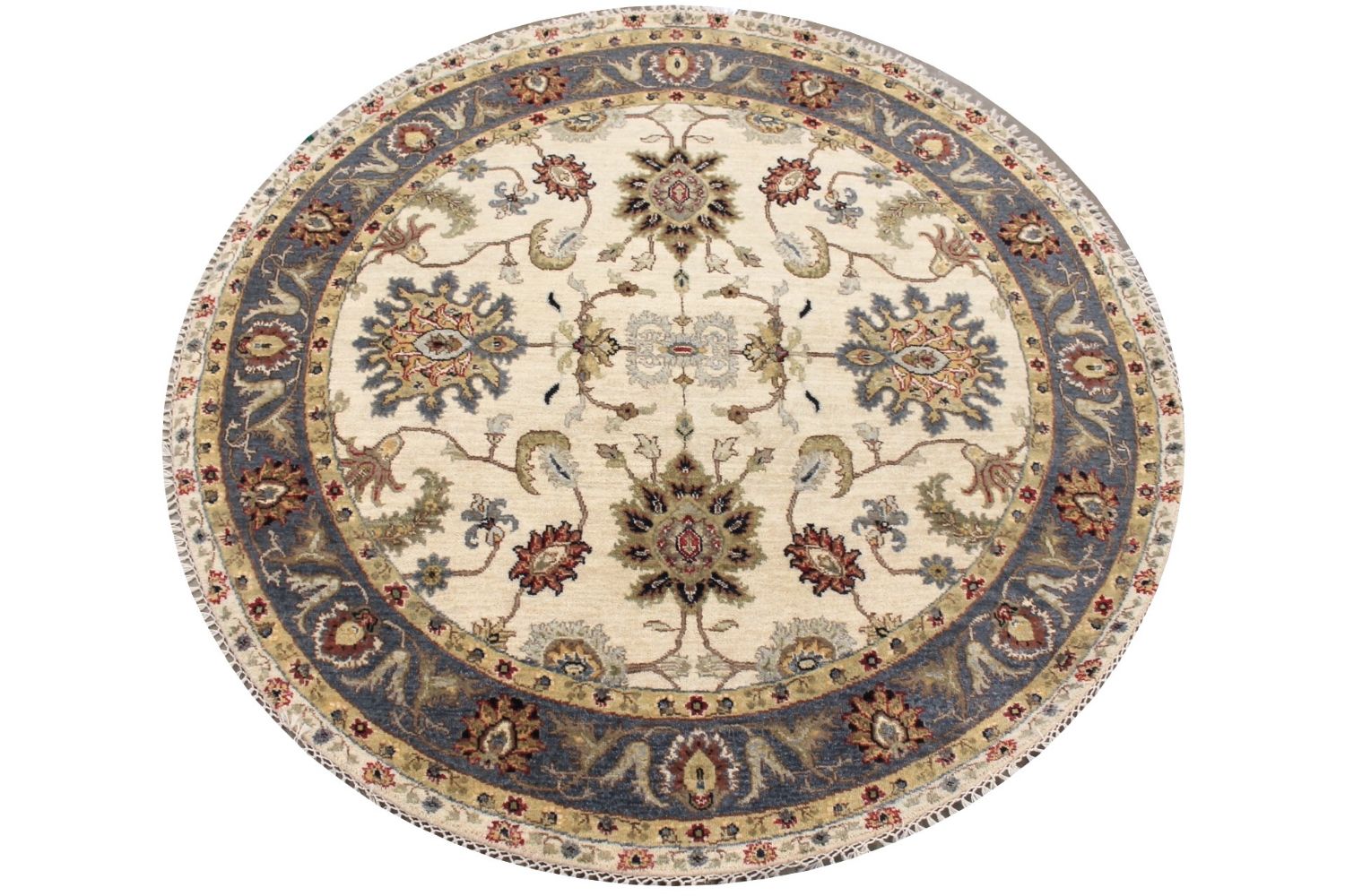 5 ft. Round & Square Traditional Hand Knotted Wool Area Rug - MR029982