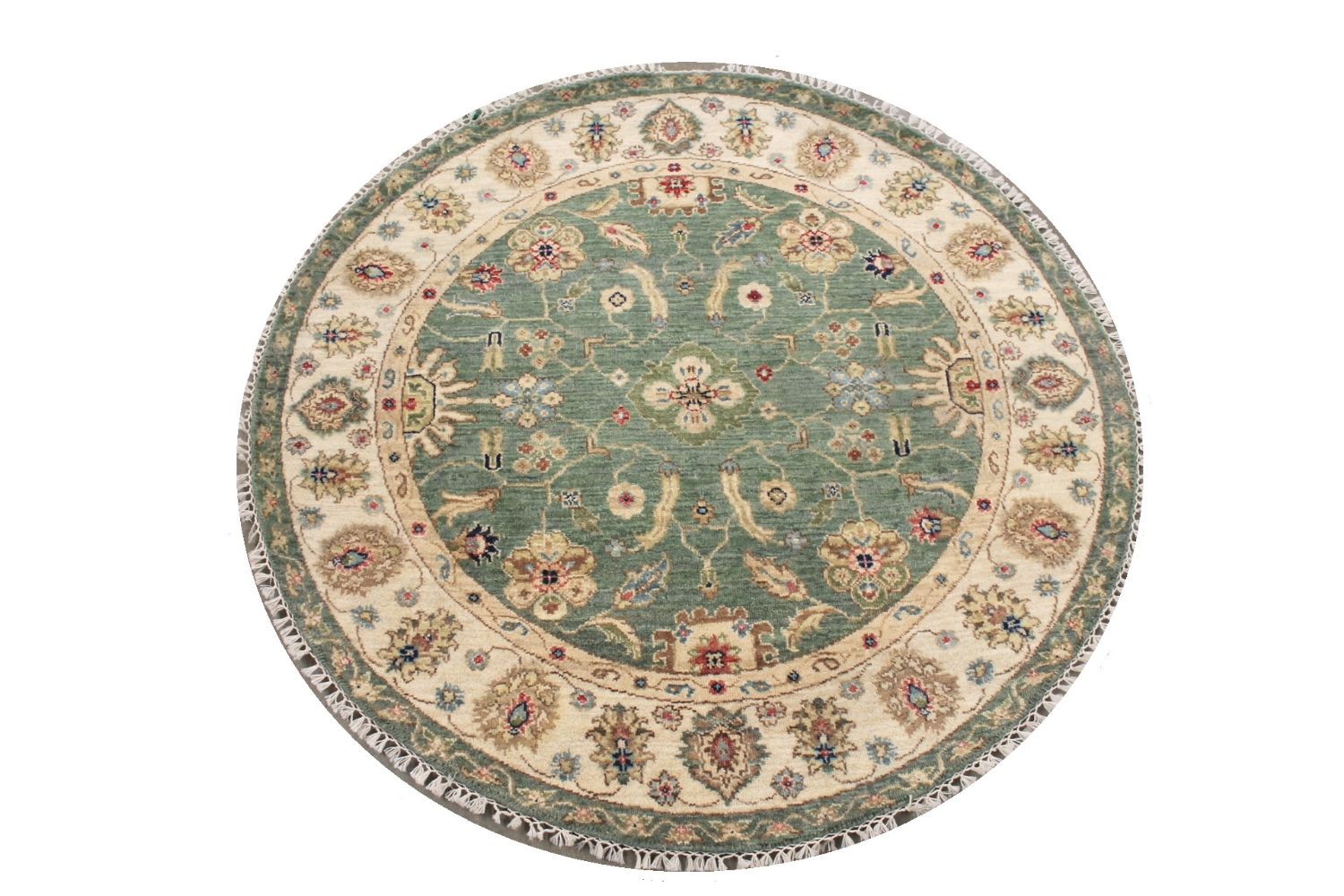 4 ft. Round & Square Traditional Hand Knotted Wool Area Rug - MR029987