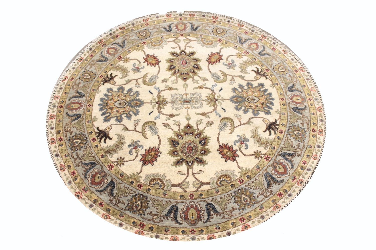5 ft. Round & Square Traditional Hand Knotted Wool Area Rug - MR030001