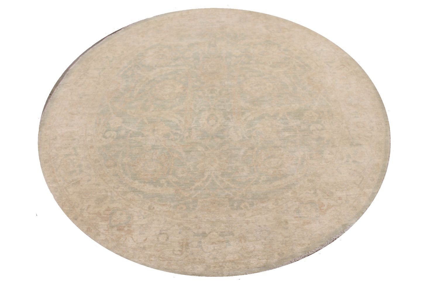 8 ft. Round & Square Peshawar Hand Knotted Wool Area Rug - MR030177