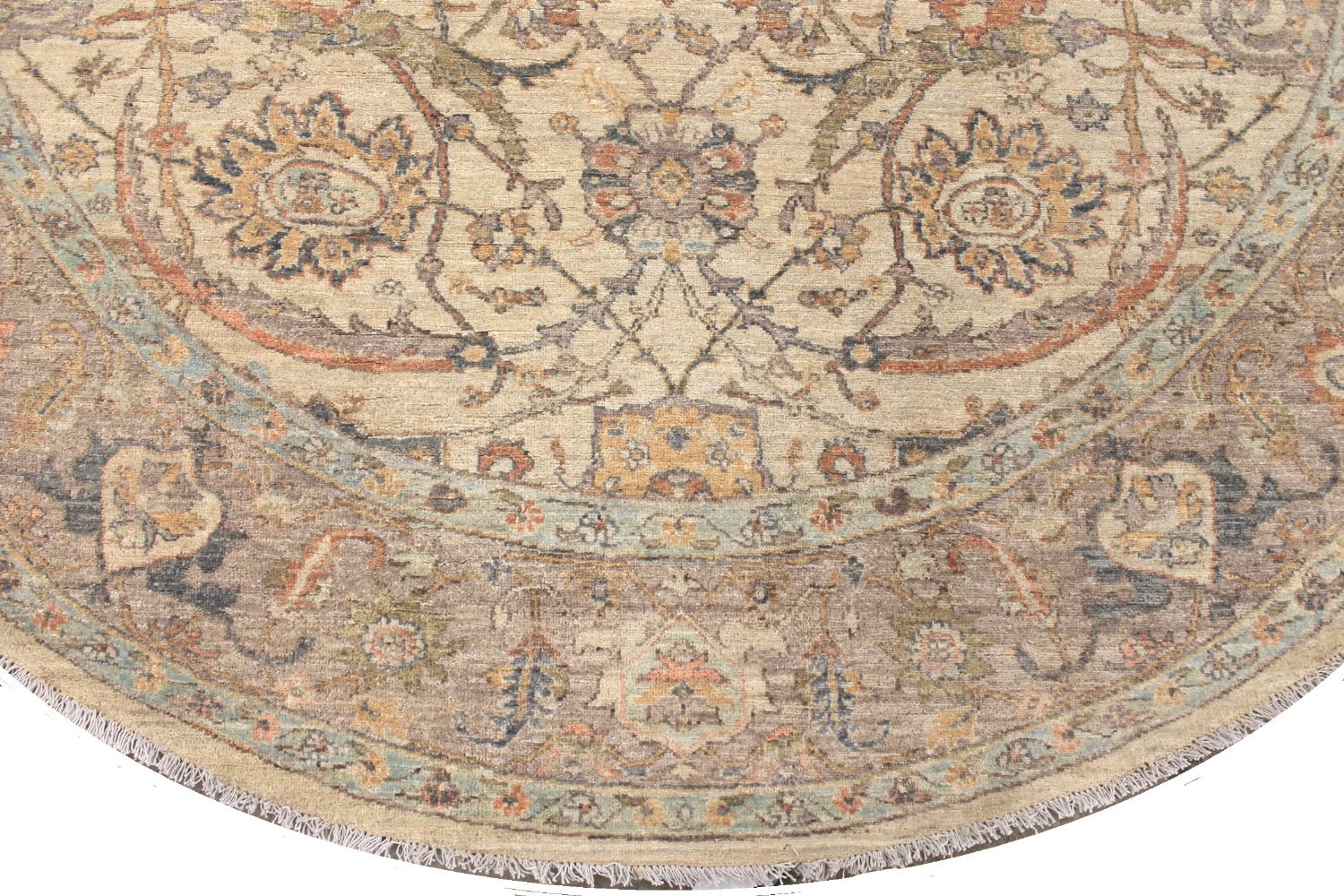 8 ft. Round & Square Peshawar Hand Knotted Wool Area Rug - MR030178