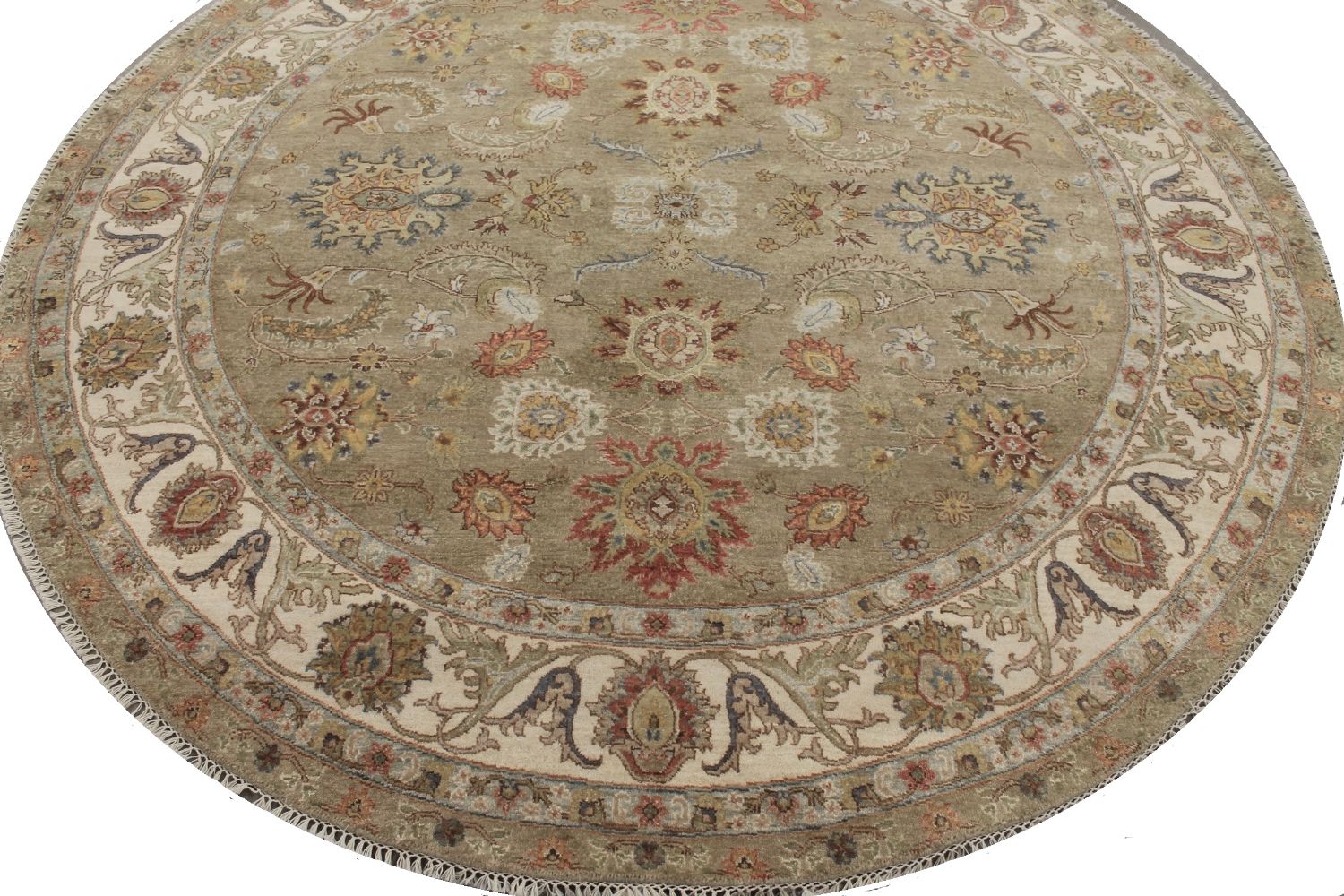 8 ft. Round & Square Traditional Hand Knotted Wool Area Rug - MR030249