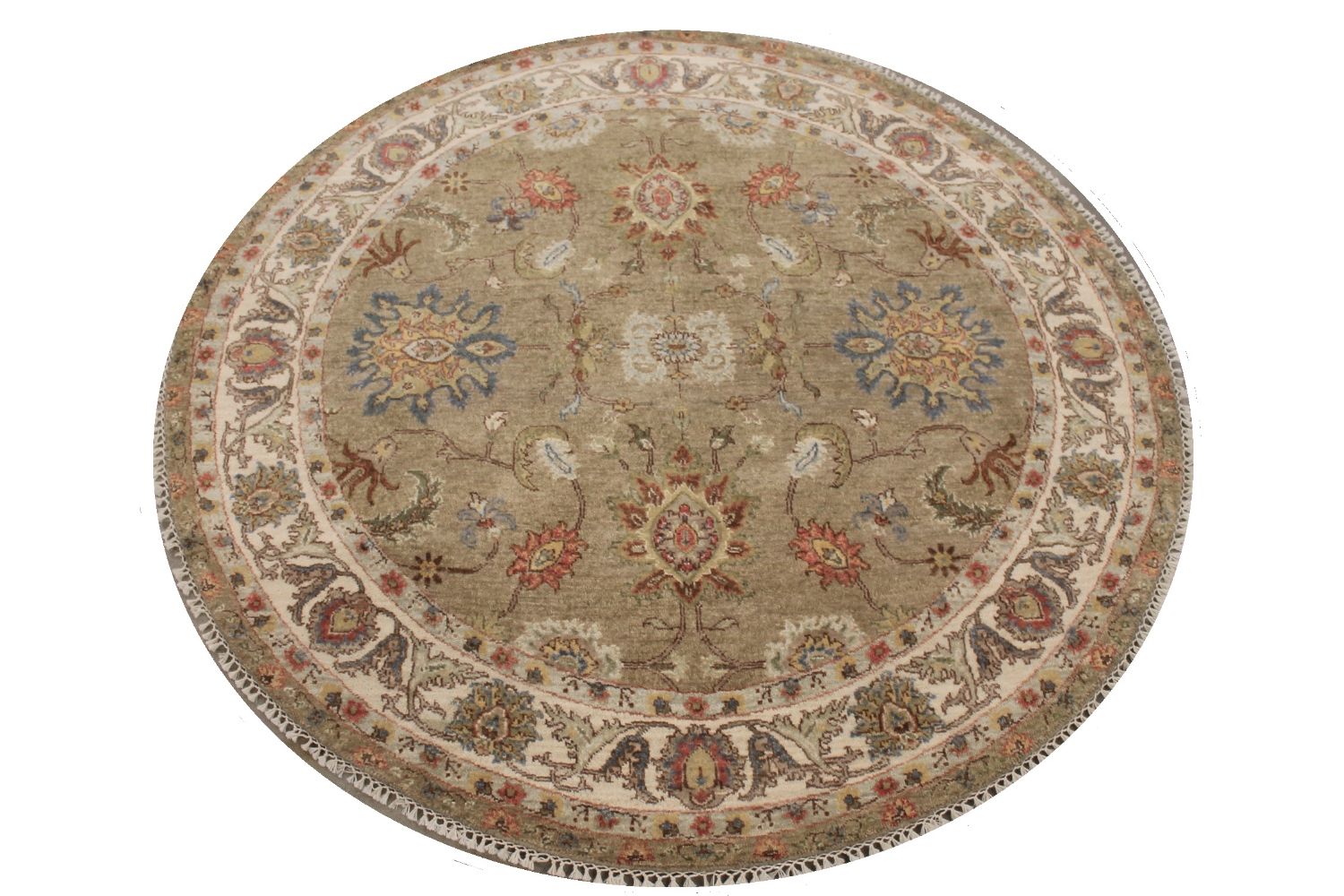 5 ft. Round & Square Traditional Hand Knotted Wool Area Rug - MR030264