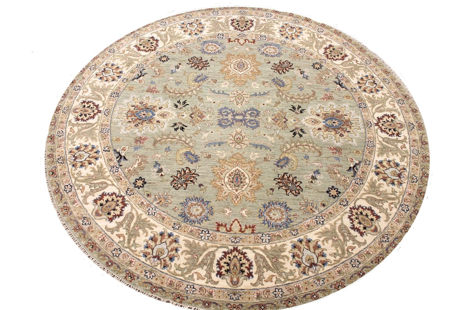 8 ft. Round & Square Traditional Hand Knotted Wool Area Rug - MR030357