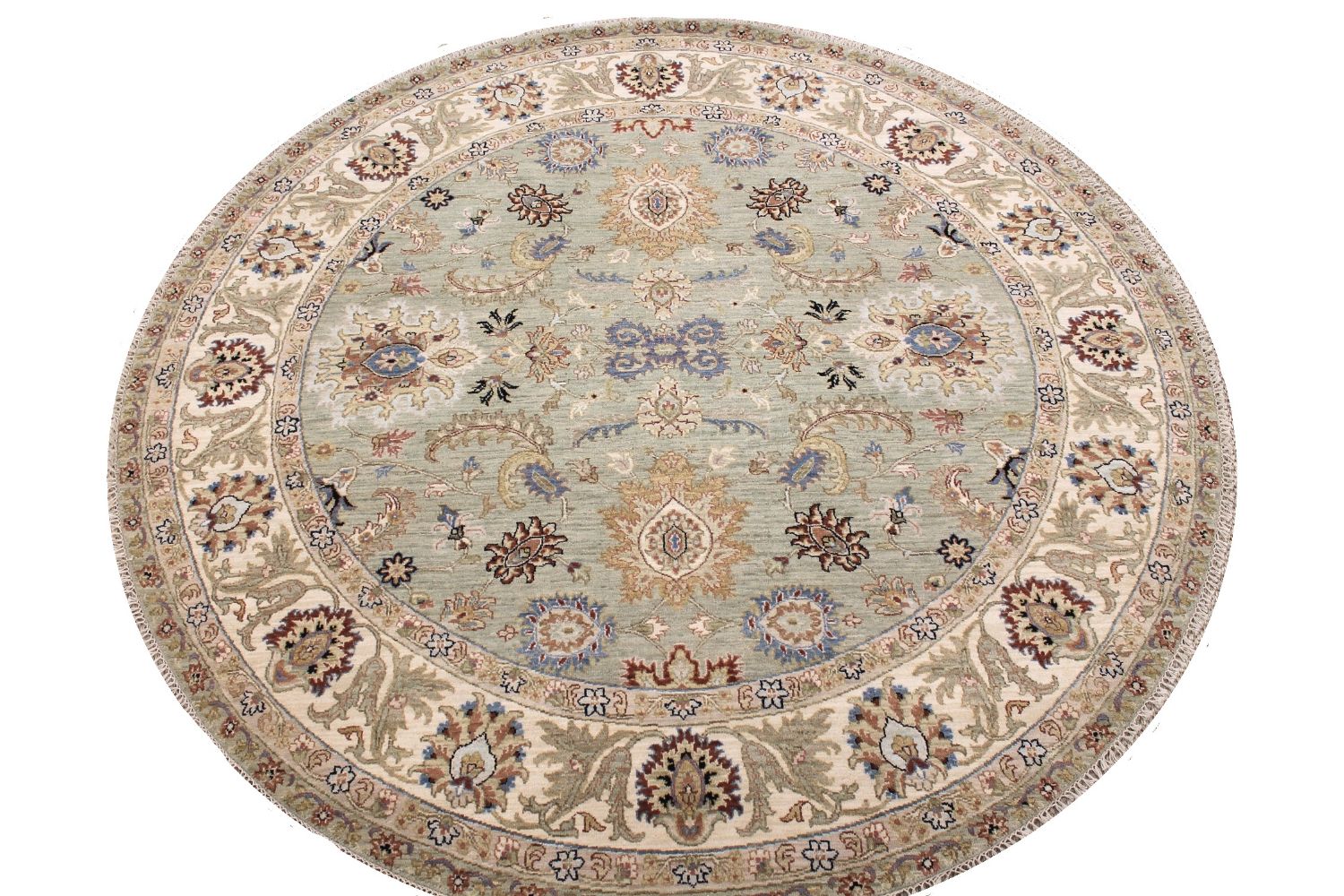 8 ft. Round & Square Traditional Hand Knotted Wool Area Rug - MR030357