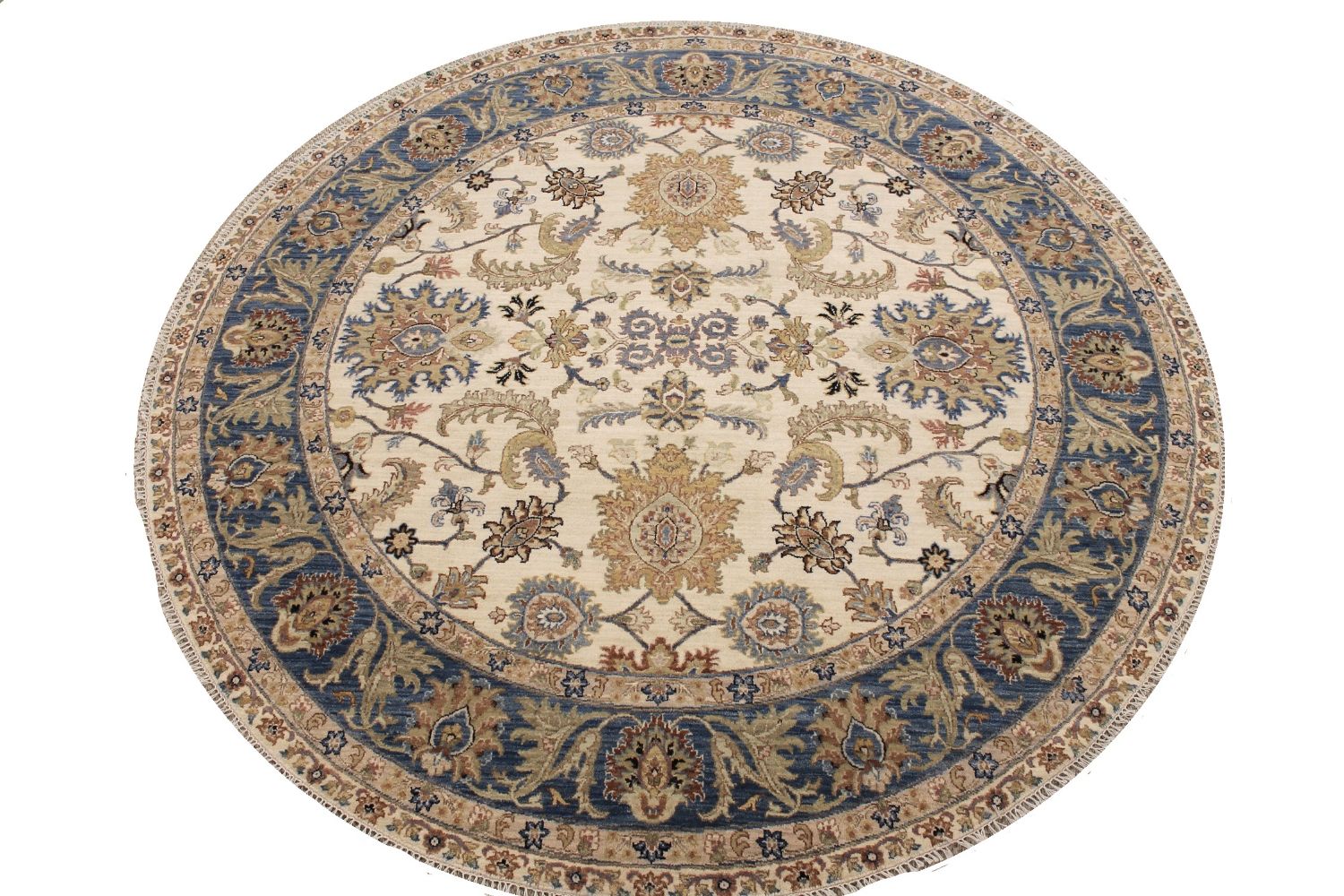 8 ft. Round & Square Traditional Hand Knotted Wool Area Rug - MR030359