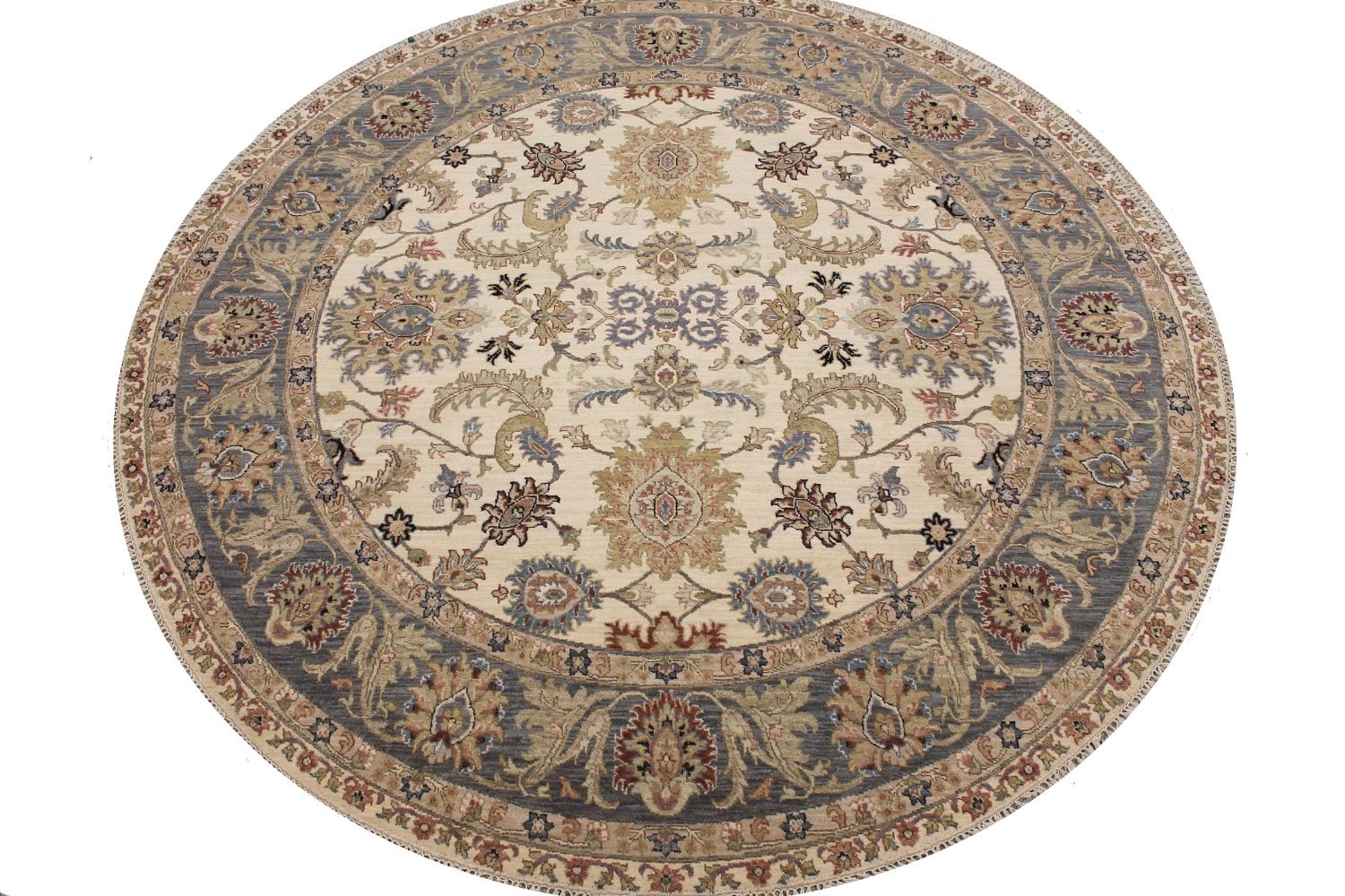 8 ft. Round & Square Traditional Hand Knotted Wool Area Rug - MR030364