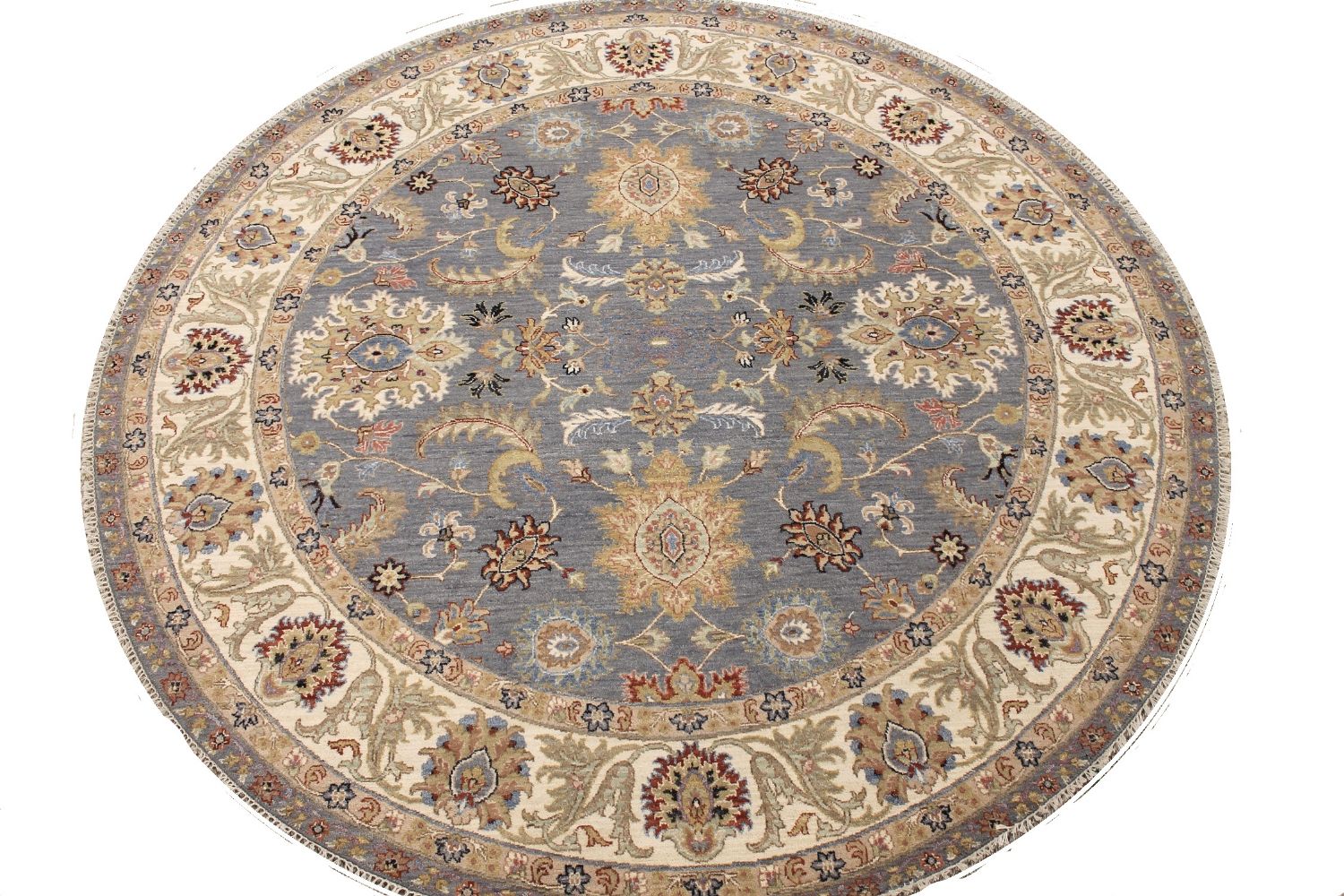 8 ft. Round & Square Traditional Hand Knotted Wool Area Rug - MR030366