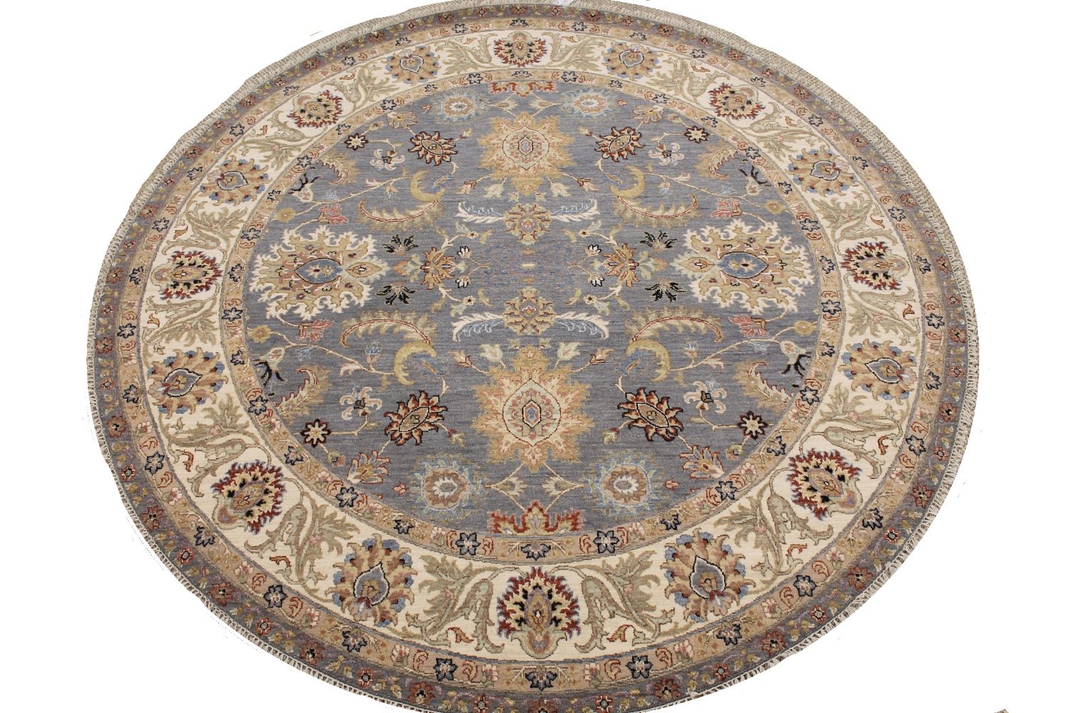 8 ft. Round & Square Traditional Hand Knotted Wool Area Rug - MR030366