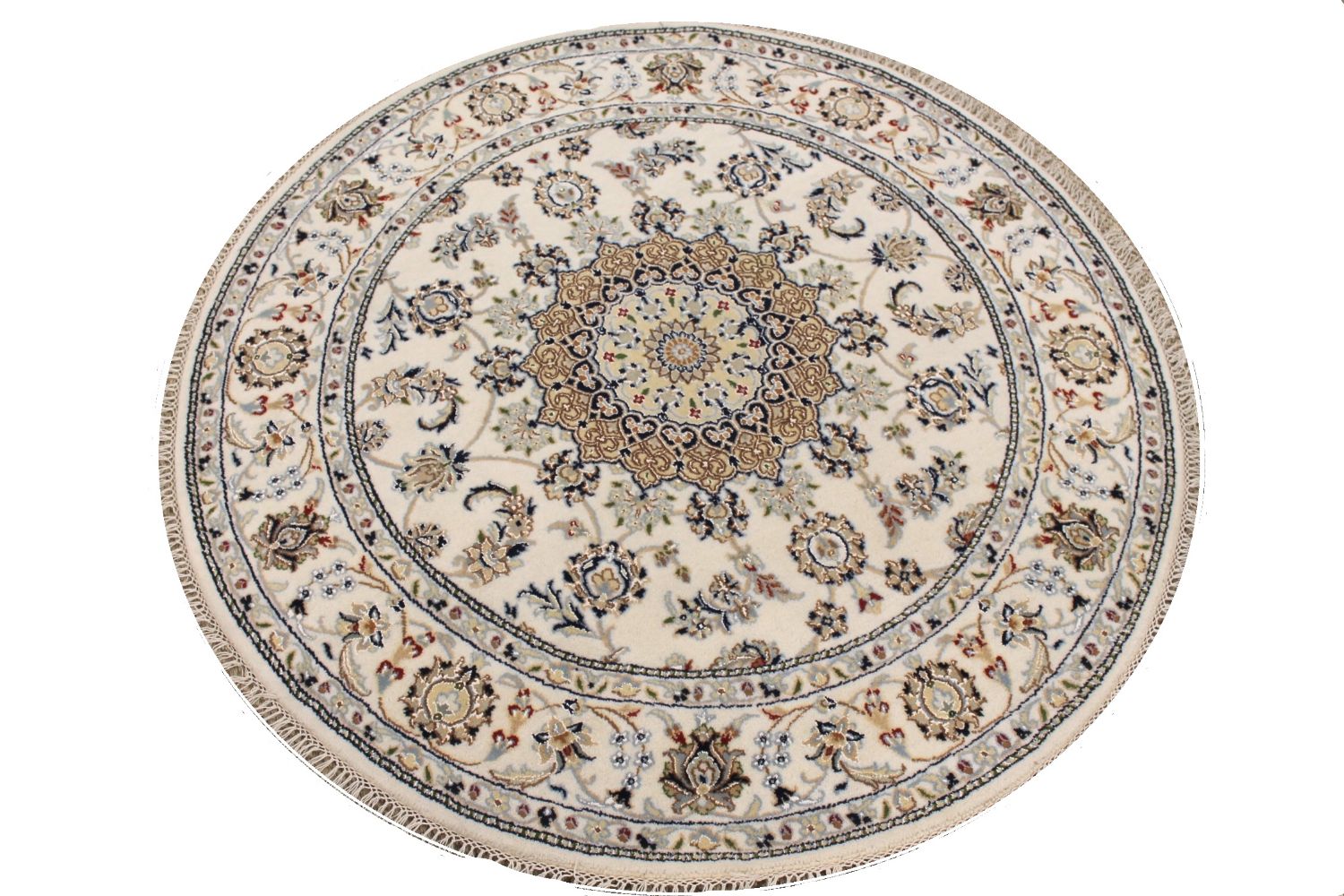 5 ft. Round & Square Traditional Hand Knotted Wool Area Rug - MR30416