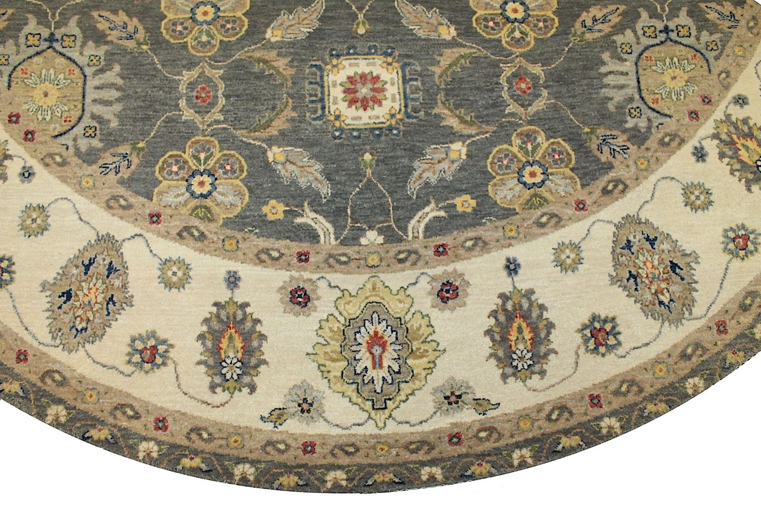8 ft. Round & Square Traditional Hand Knotted Wool Area Rug - MR030568