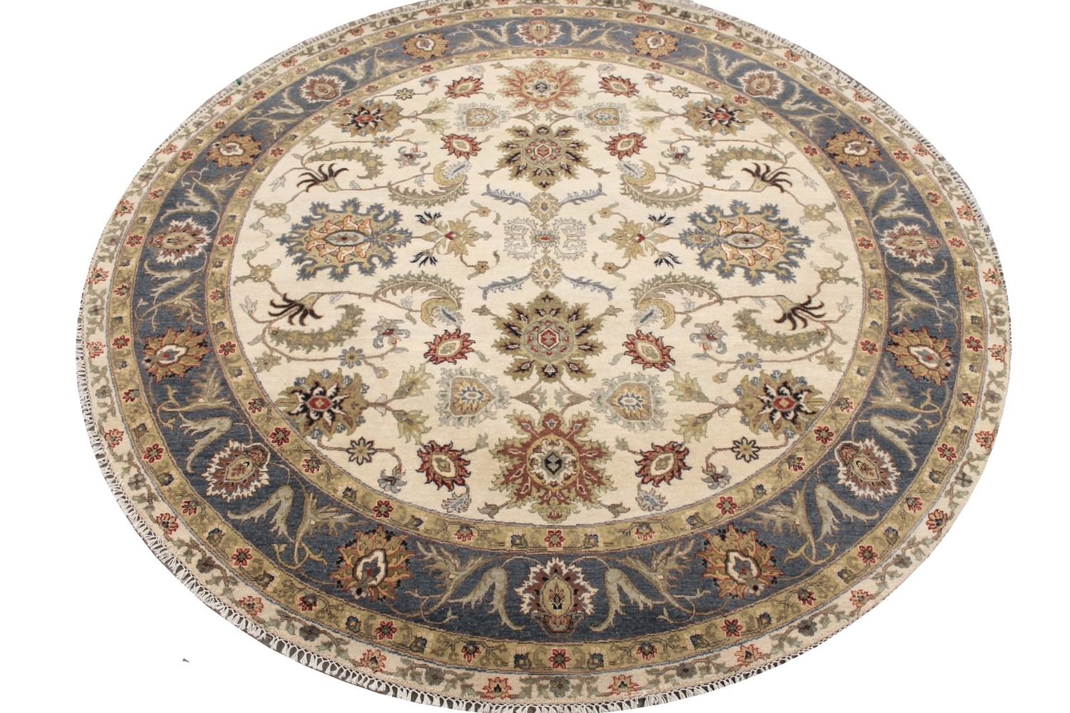 8 ft. Round & Square Traditional Hand Knotted Wool Area Rug - MR030576
