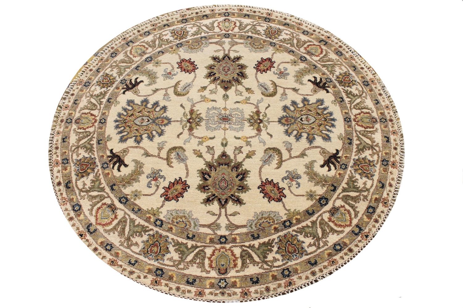 5 ft. Round & Square Traditional Hand Knotted Wool Area Rug - MR030582
