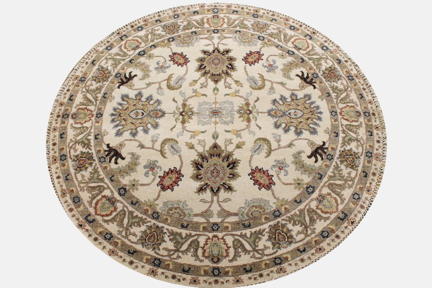 5 ft. Round & Square Traditional Hand Knotted Wool Area Rug - MR030582
