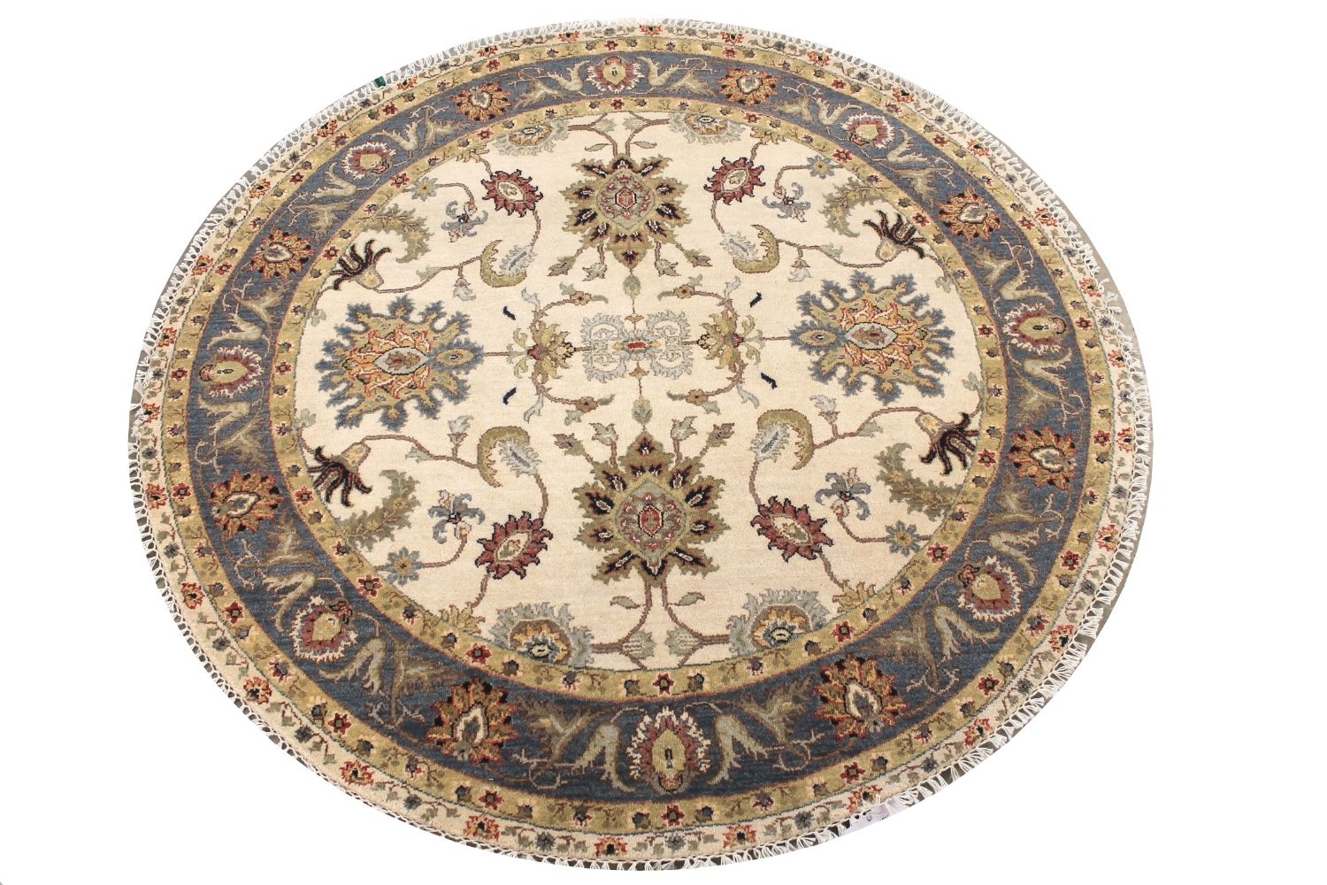 5 ft. Round & Square Traditional Hand Knotted Wool Area Rug - MR030583
