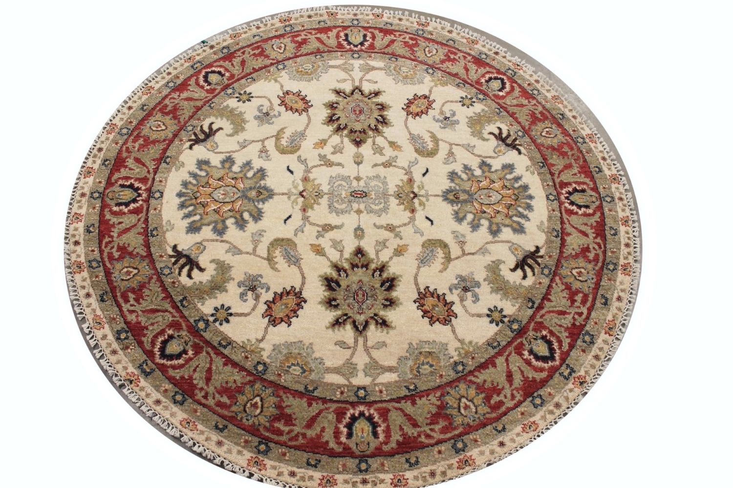 5 ft. Round & Square Traditional Hand Knotted Wool Area Rug - MR030607