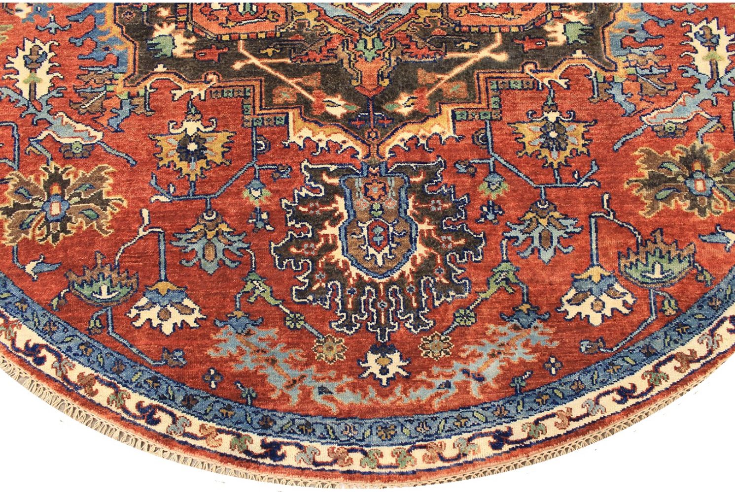 8 ft. Round & Square Heriz/Serapi Hand Knotted Wool Area Rug - MR030631