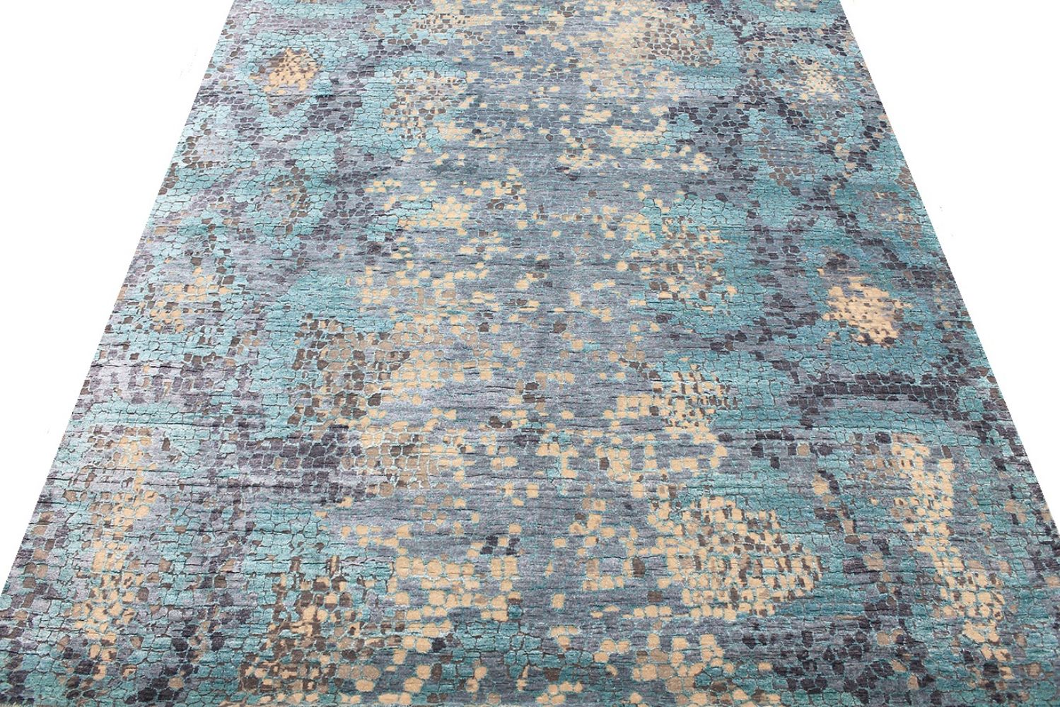 9x12 Modern Hand Knotted Wool & Viscose Area Rug - MR030708