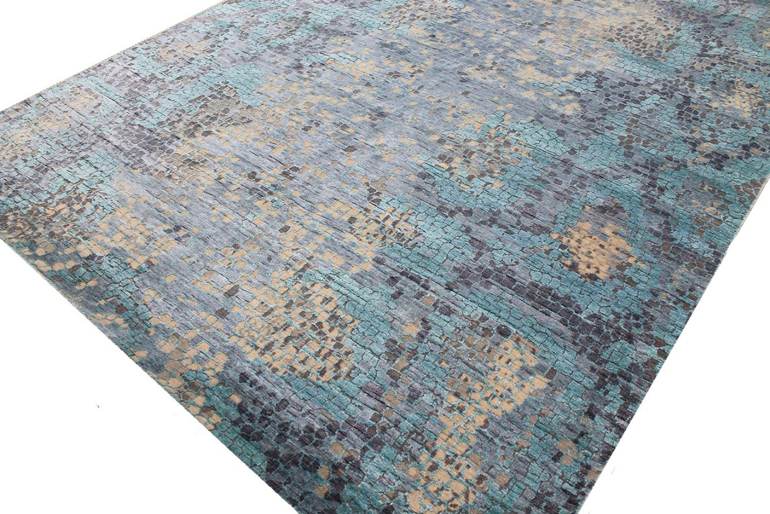 9x12 Modern Hand Knotted Wool & Viscose Area Rug - MR030708