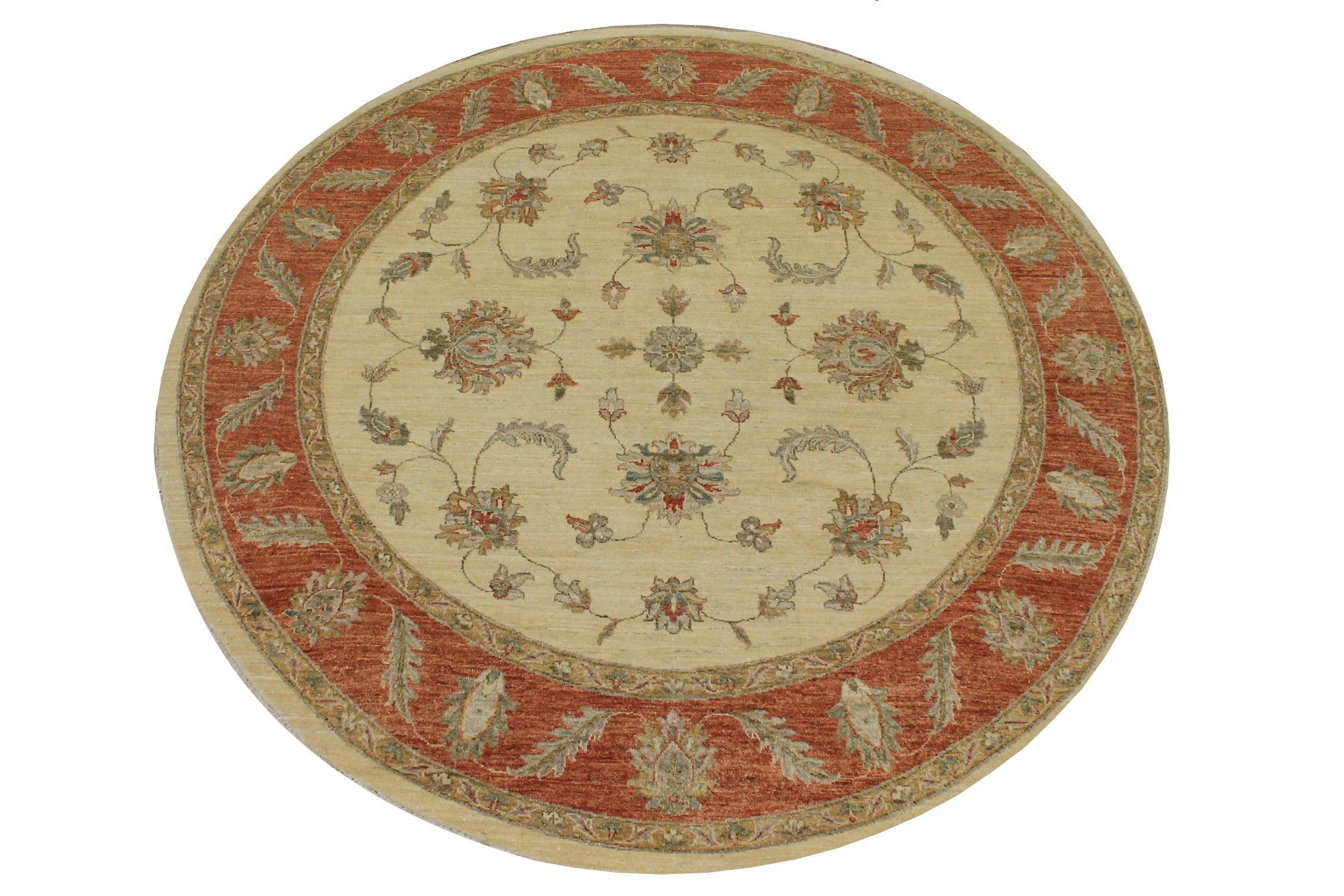 8 ft. Round & Square Peshawar Hand Knotted Wool Area Rug - MR10717