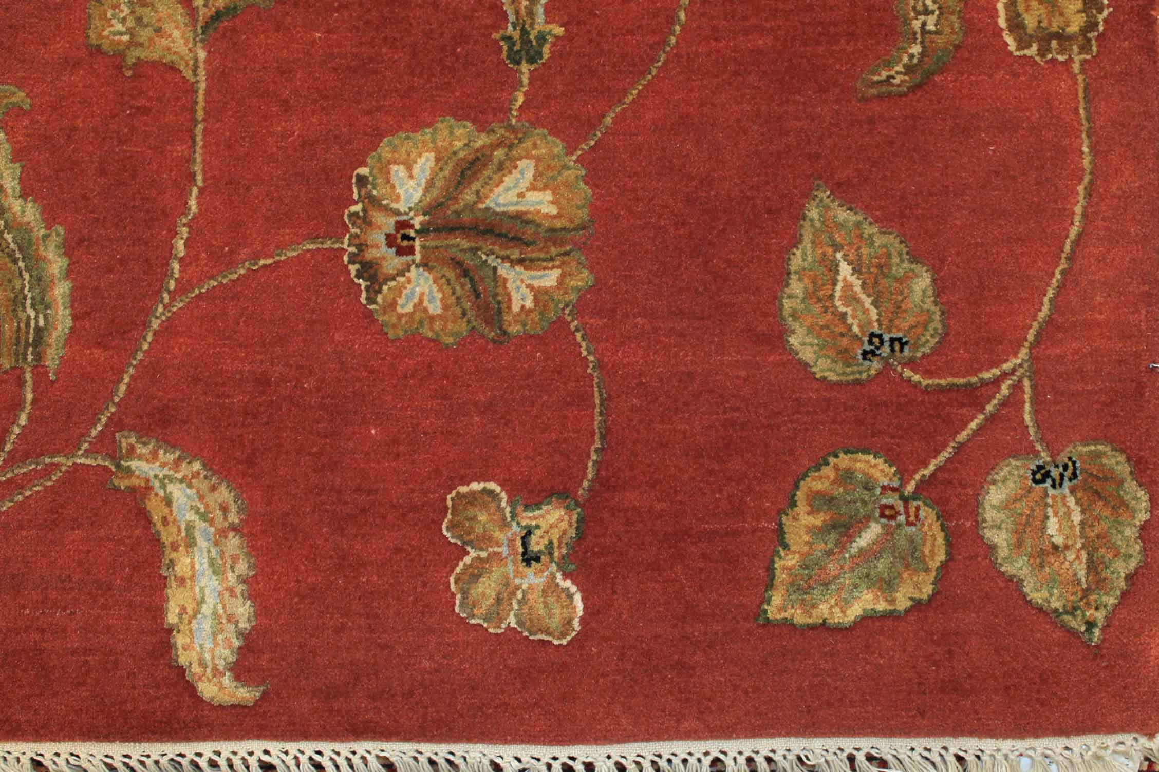 6x9 Silk Flower Hand Knotted Wool Area Rug - MR10865