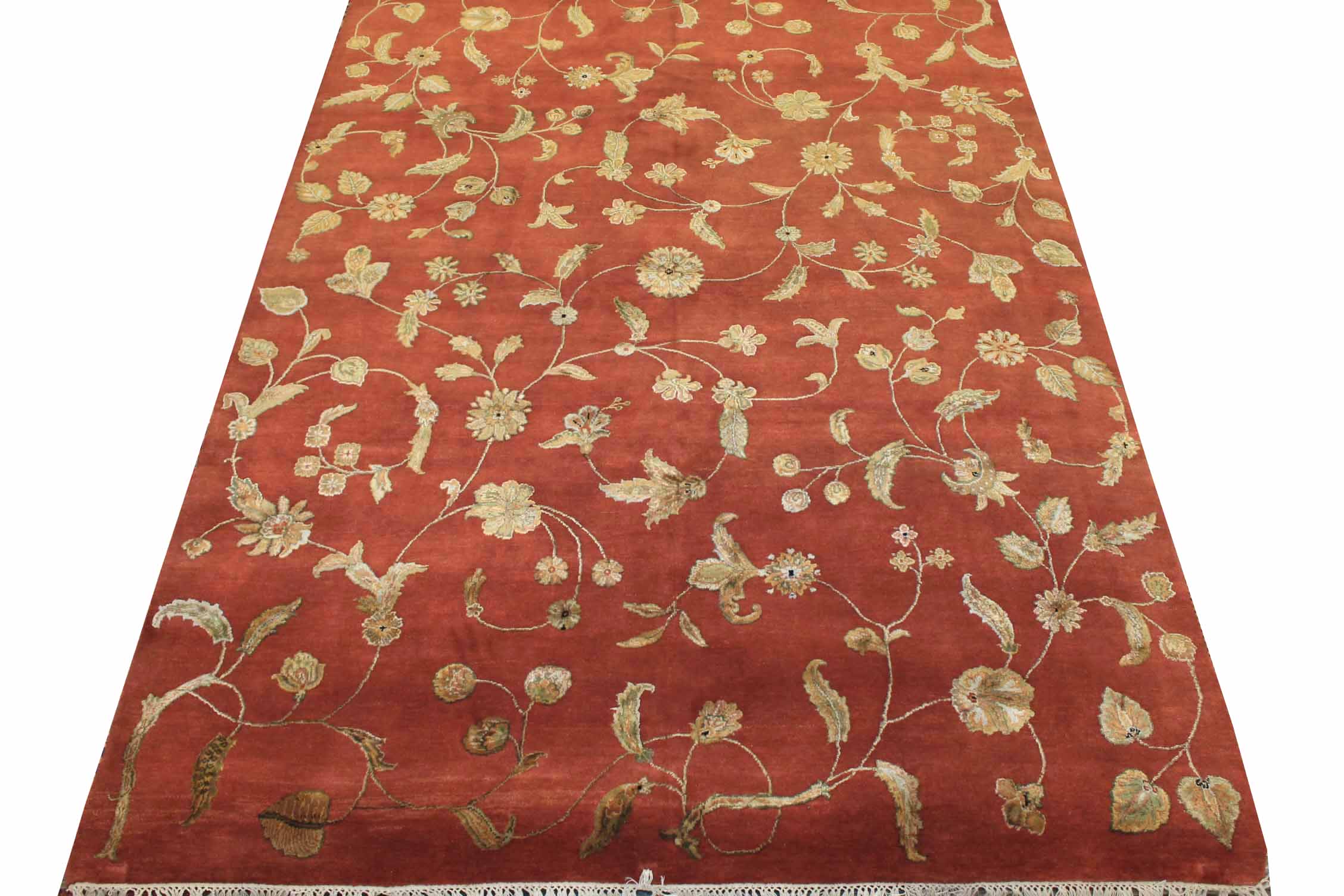 6x9 Silk Flower Hand Knotted Wool Area Rug - MR10865