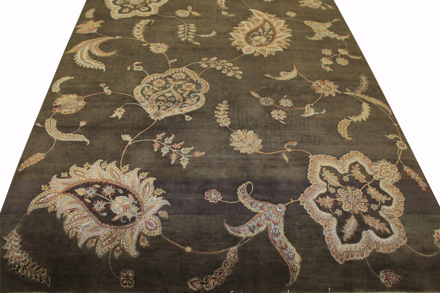 9x12 Silk Flower Hand Knotted Wool Area Rug - MR11260