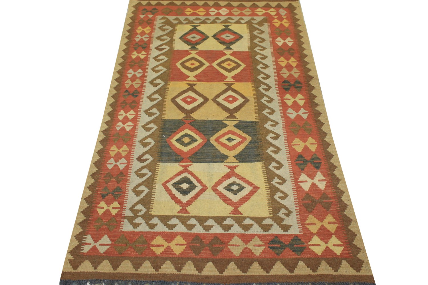 4x6 Flat Weave Hand Knotted Wool Area Rug - MR13326