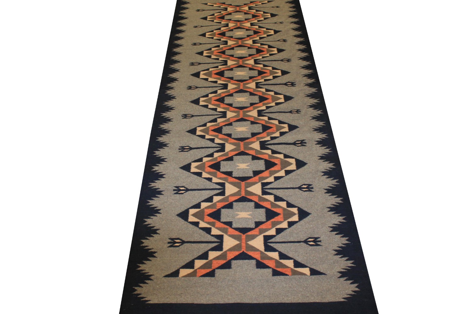 Wide Runner Flat Weave Hand Knotted Wool Area Rug - MR14173