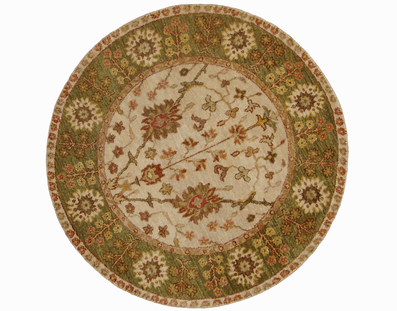 3 ft. Round & Square Traditional Hand Knotted Wool Area Rug - MR19425