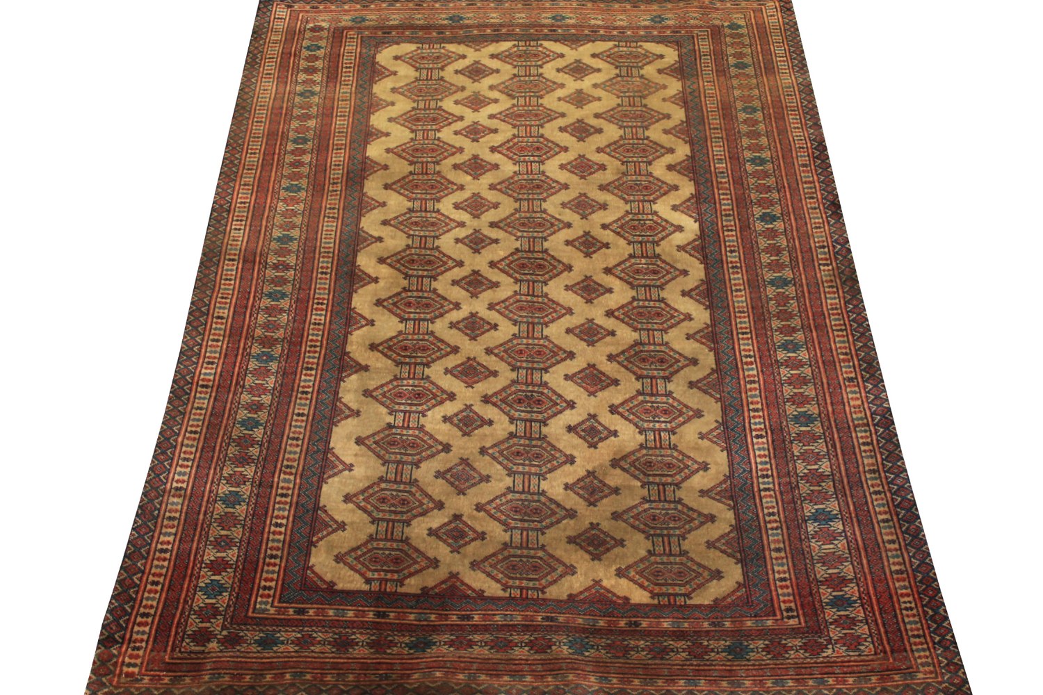 4x6 Geometric Hand Knotted Wool Area Rug - MR19449