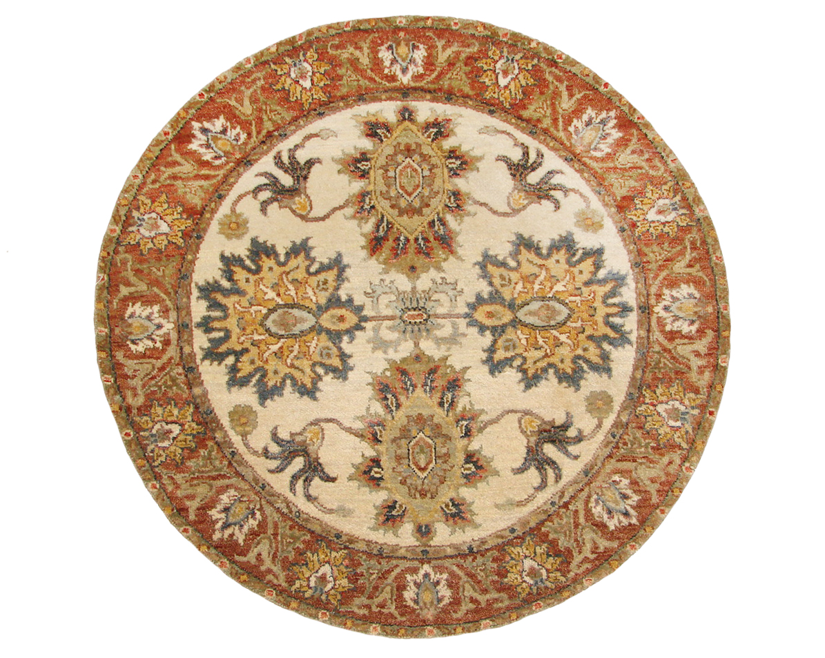 3 ft. Round & Square Traditional Hand Knotted Wool Area Rug - MR19662