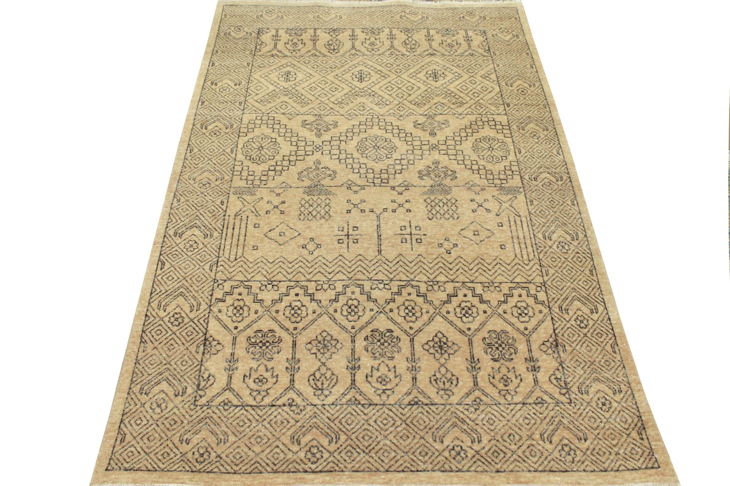 4x6 Contemporary Hand Knotted Wool Area Rug - MR9528