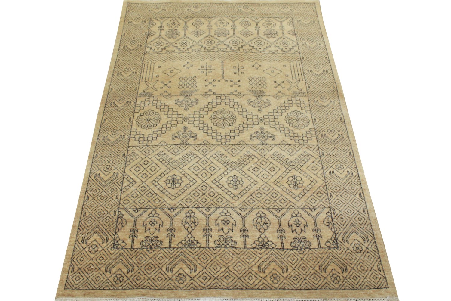 4x6 Contemporary Hand Knotted Wool Area Rug - MR9528